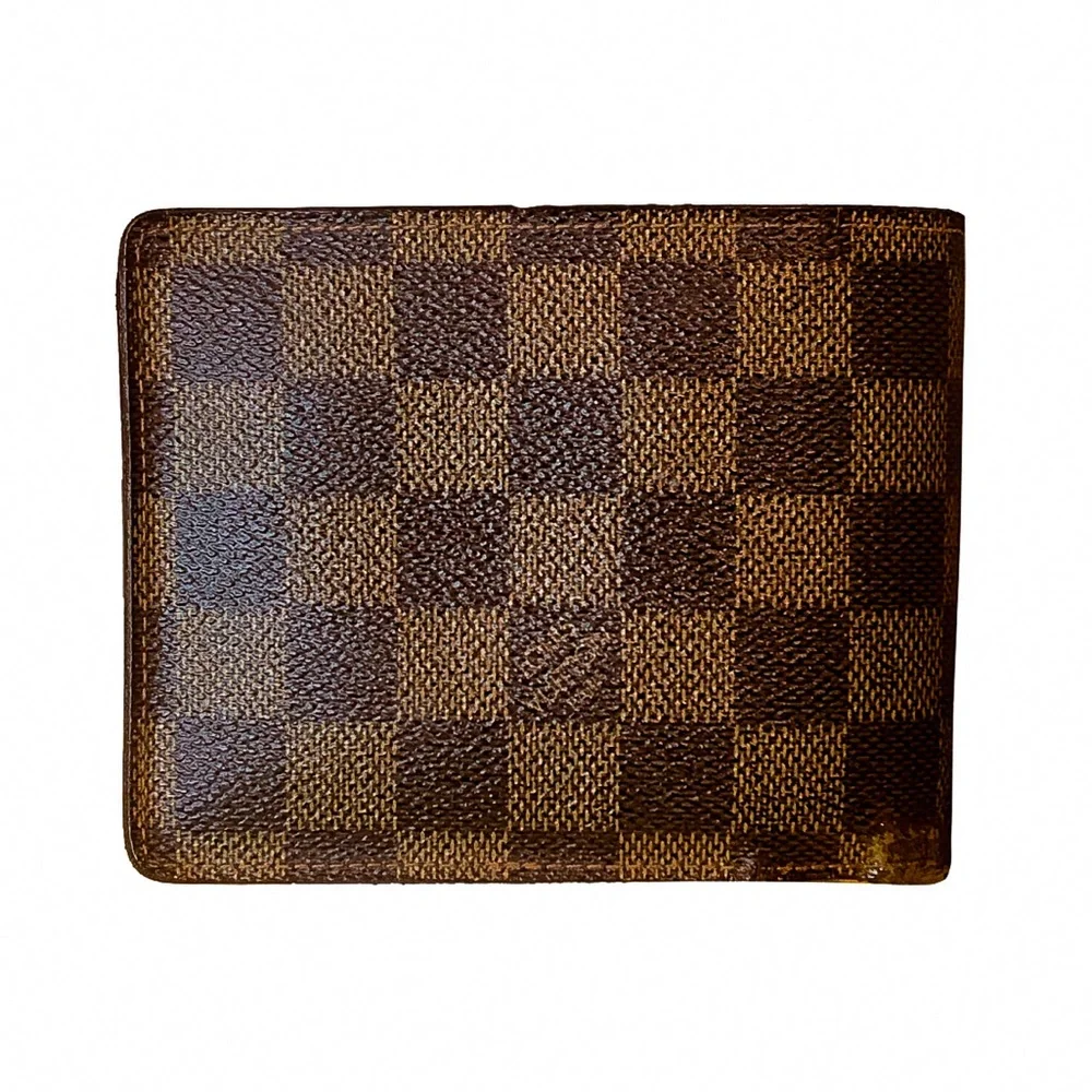 LOUIS VUITTON Damier Ebene Portefeiulle Florin Bifold Brown Wallet w ID Holder